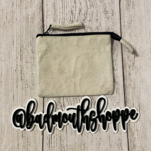 Vintage Y2K Millennium 00s Mustache Zip Canvas Coin Purse Card Pouch - Picture 4 of 7